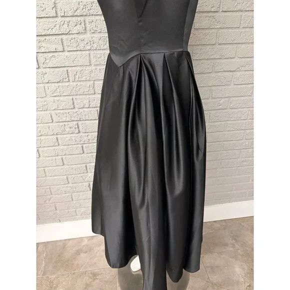 Audrey Women’s Black Pleated Drop Waist Backless Tulle Dress Size 8 - Picture 8 of 11
